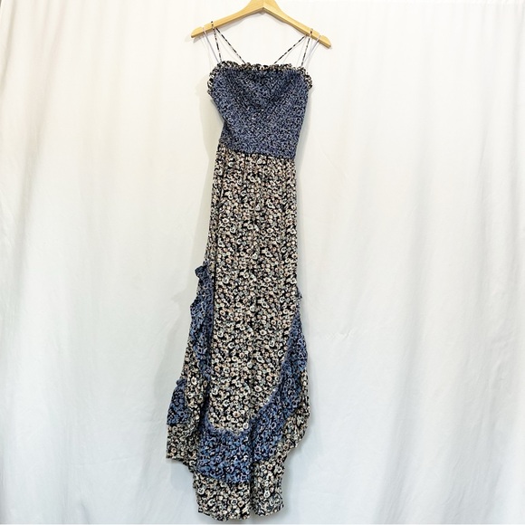 SOLD NWT Free People One I Love Floral Ruffle Maxi Dress in Denim Combo - Picture 4 of 15